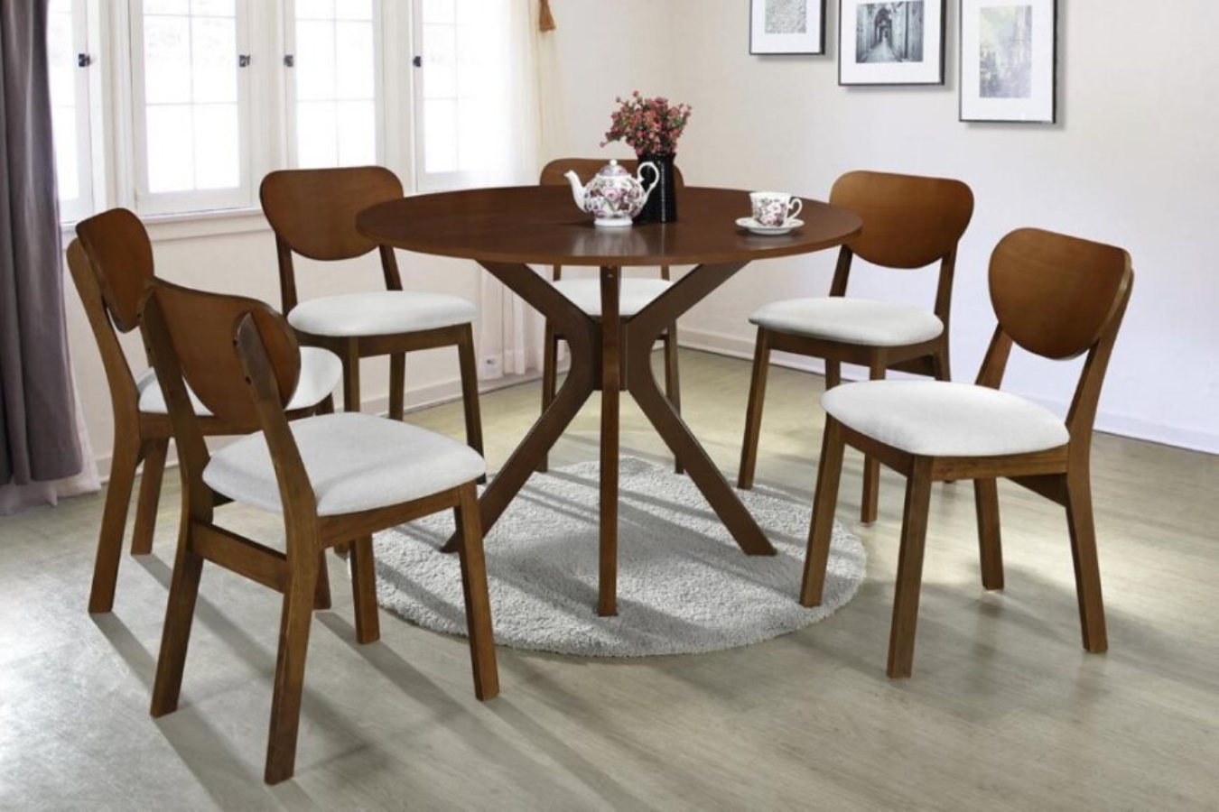 Looking to add a sophisticated touch to dinner? Please do not miss this Gordon 5-Piece Round Dining Table Set. 